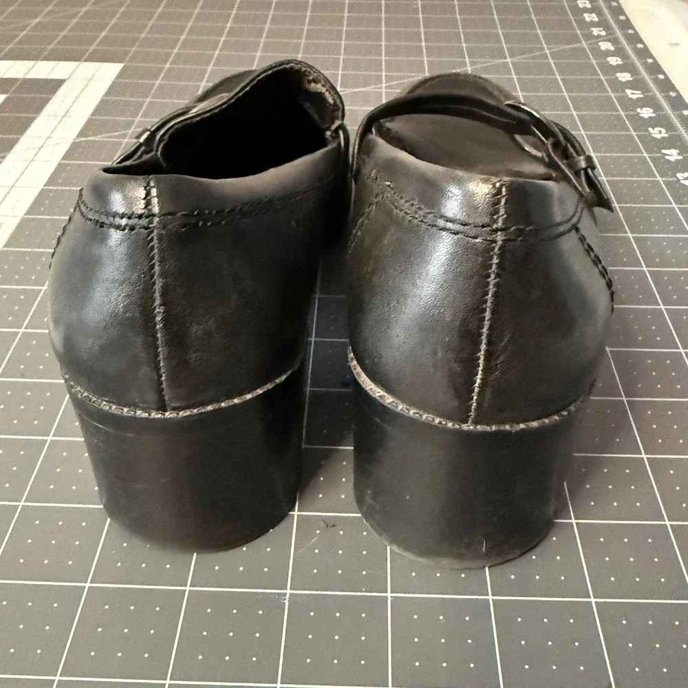 Vintage‎ Y2K Pilgrim Chunky Leather Loafers Black Womens 8.5 Whimsigoth Indie